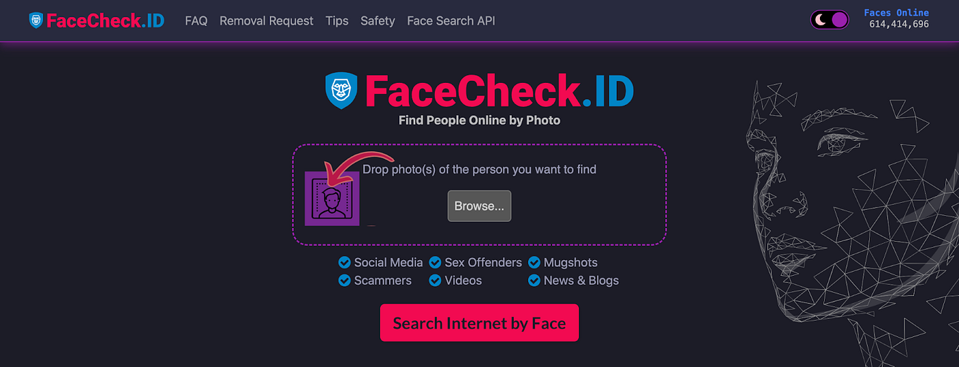 FaceCheck ID, Reverse Image