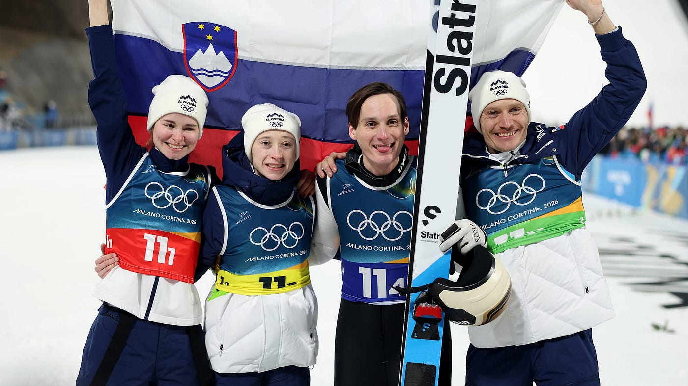 씨유티비 — Slovenia Soar to Mixed Team Ski Jumping Gold at Milano Cortina 2026