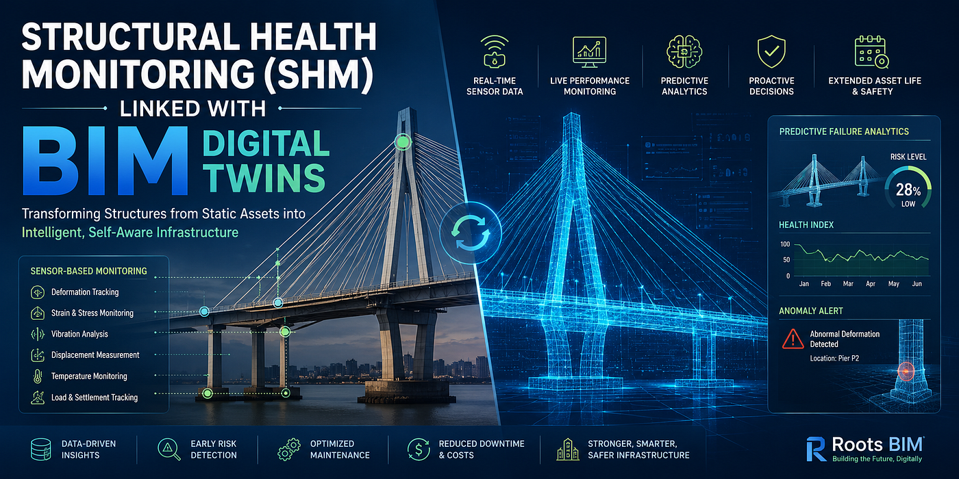 Structural Health Monitoring (SHM) Linked with BIM Digital Twins