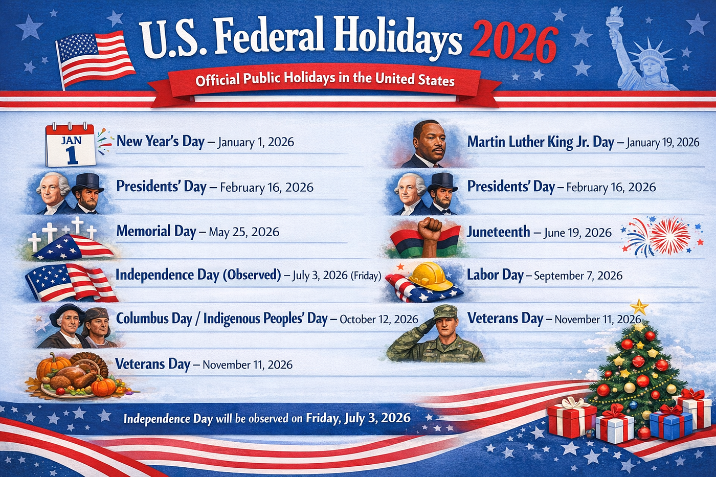 US Federal Holidays 2026 — Complete List and Guide