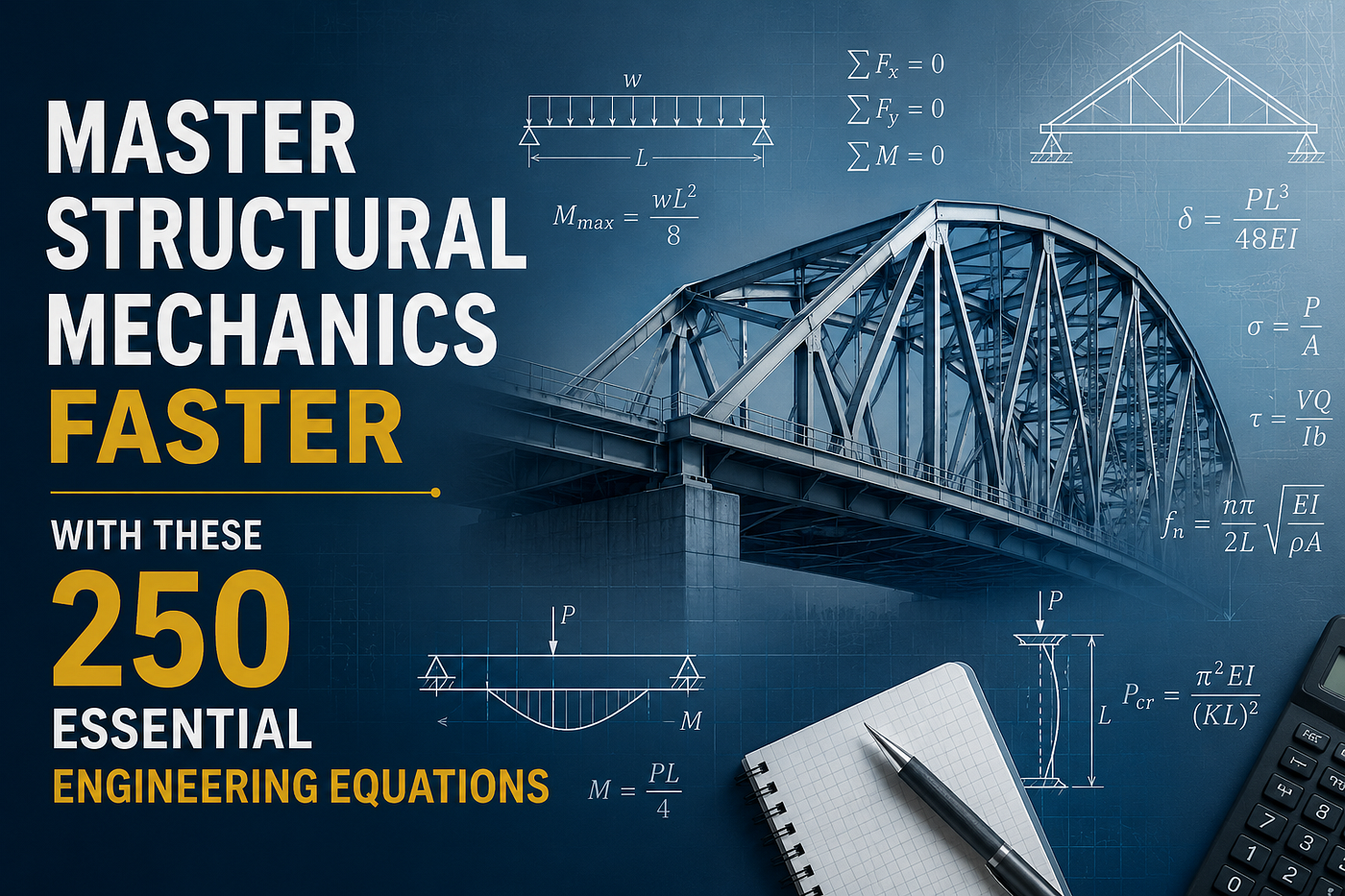 Master Structural Mechanics Faster with These 250 Essential Engineering Equations