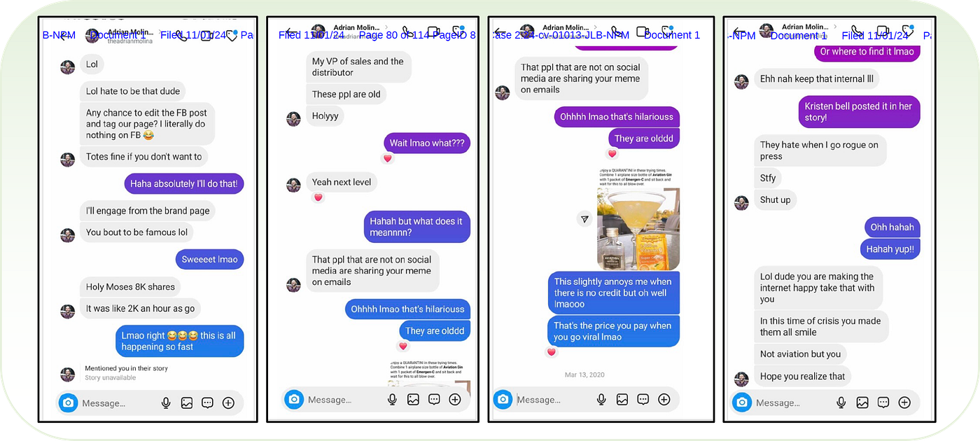 Molina observes that the success of Starkloff’s quarantini post has gone beyond social media, and Starkloff expresses annoyance at not being credited