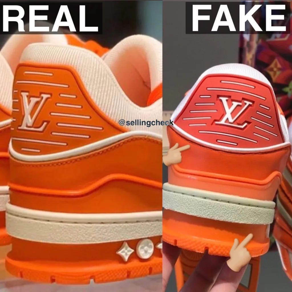 Real vs Fake: Legit check of Louis vuitton orange trainer 