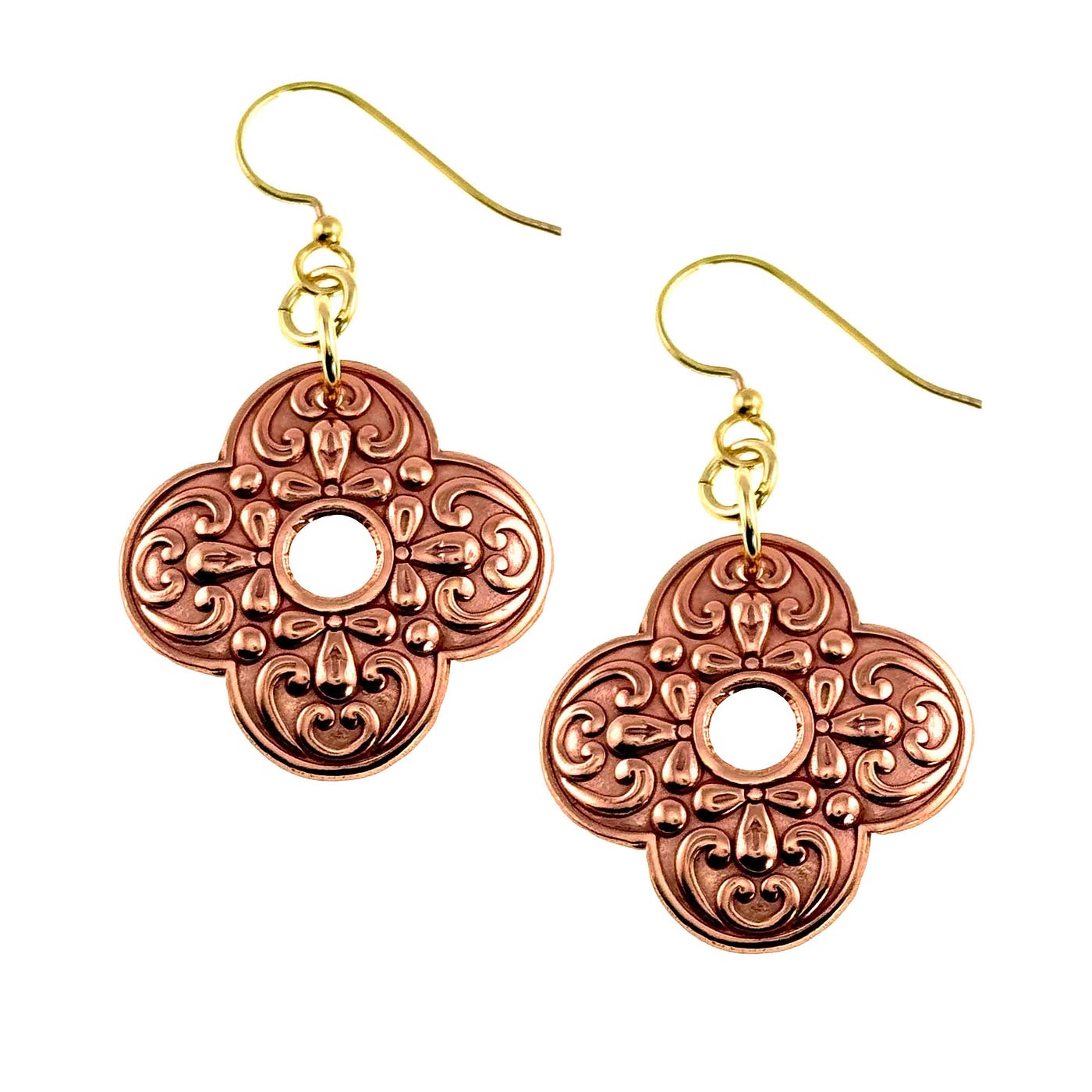 Ornate Clover Copper Drop Earrings. A Story of Warmth, Craft, and Everyday Style