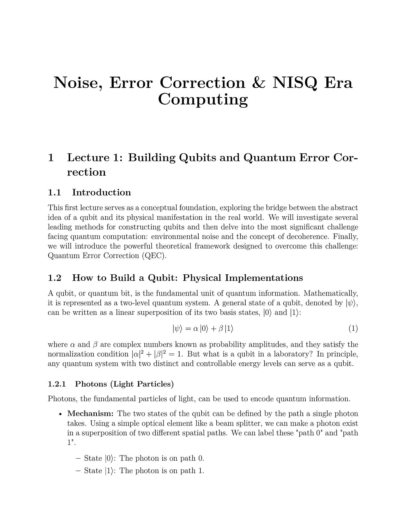 Noise, Error Correction & NISQ Era Computing Qucode