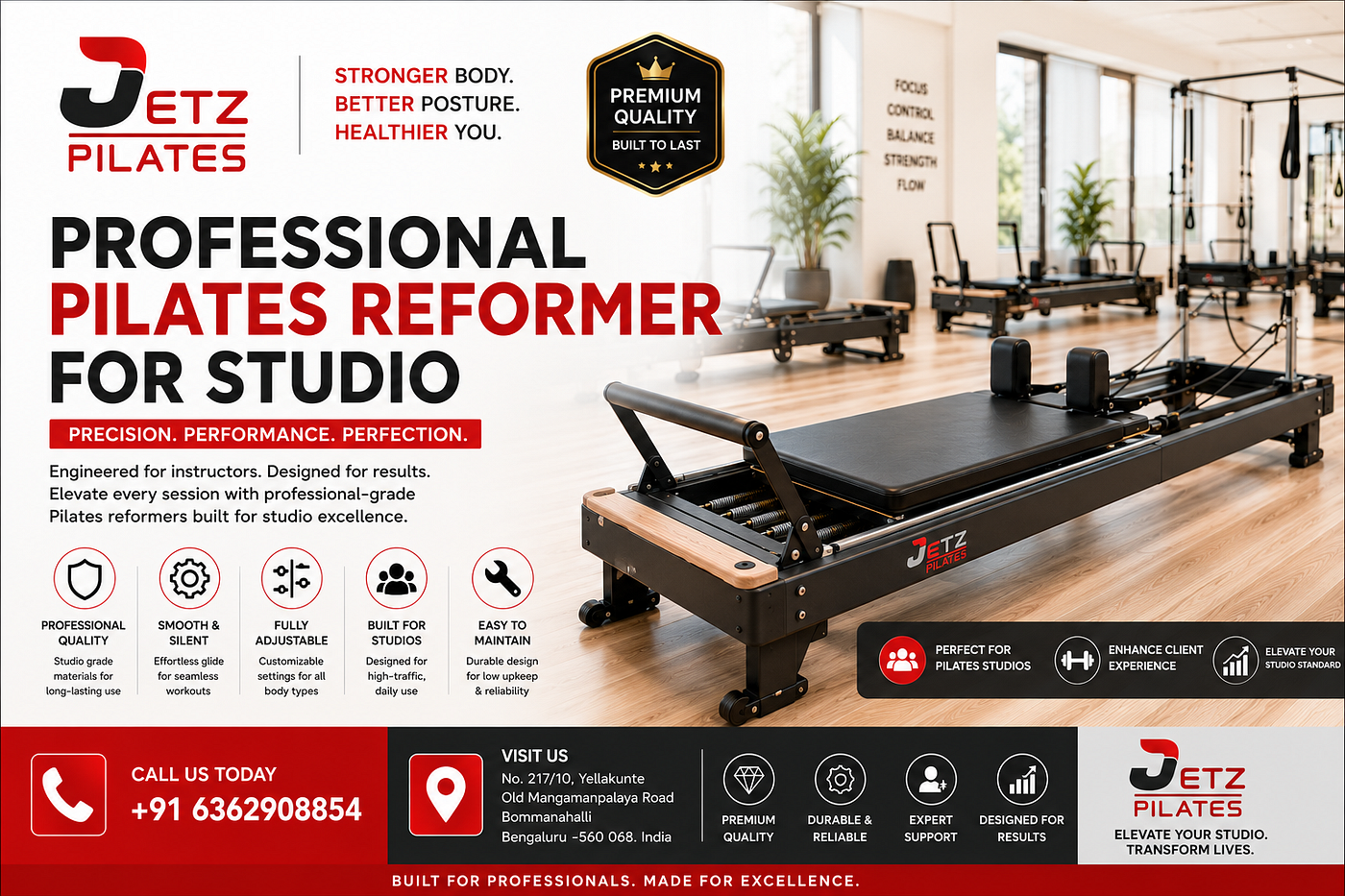 Professional Pilates Reformer for Studio