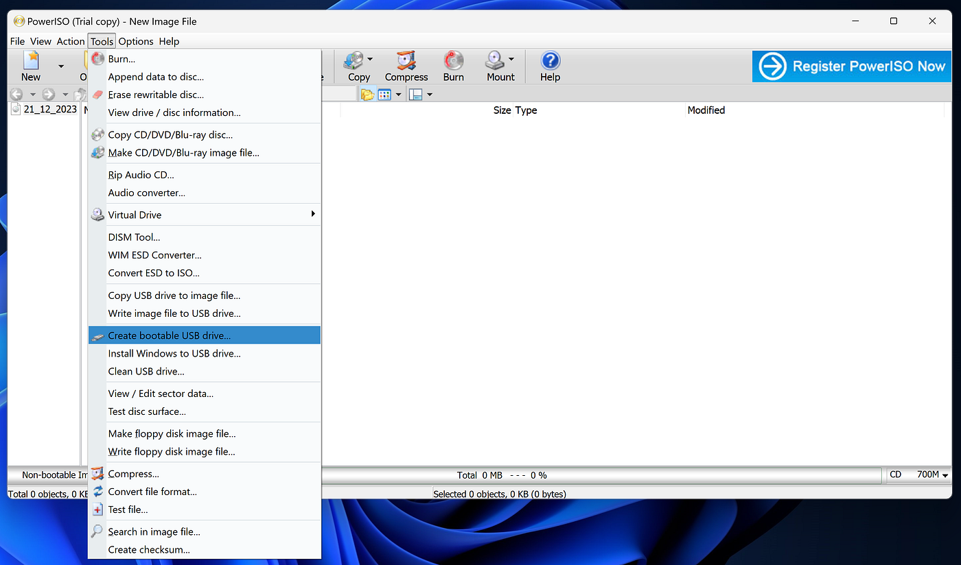 Create Bootable Usb Drive Using Power Iso Software How To Create