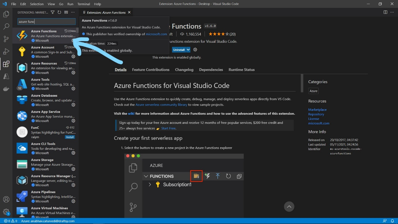 Creating Azure Functions using VSCode Editor and Python | by
