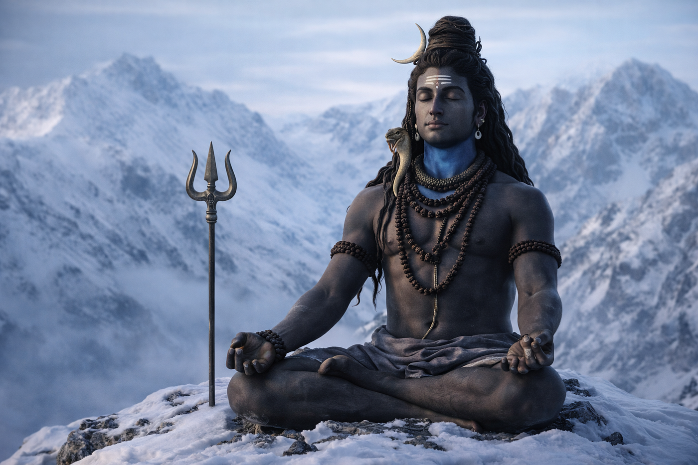 ॐ त्र्यम्बकं यजामहे सुगन्धिं पुष्टिवर्धनम् । उर्वारुकमिव बन्धनान्मृत्योर्मुक्षीय मामृतात् ॥ — oṃ tryambakaṃ yajāmahe sugandhiṃ puṣṭivardhanam, urvārukamiva bandhanān mṛtyor mukṣīya māmṛtāt — We worship the three-eyed one, the fragrant one, who nourishes and increases all life; and as the ripe cucumber falls free from its vine, may we be loosed from death, but never loosed from the deathless.