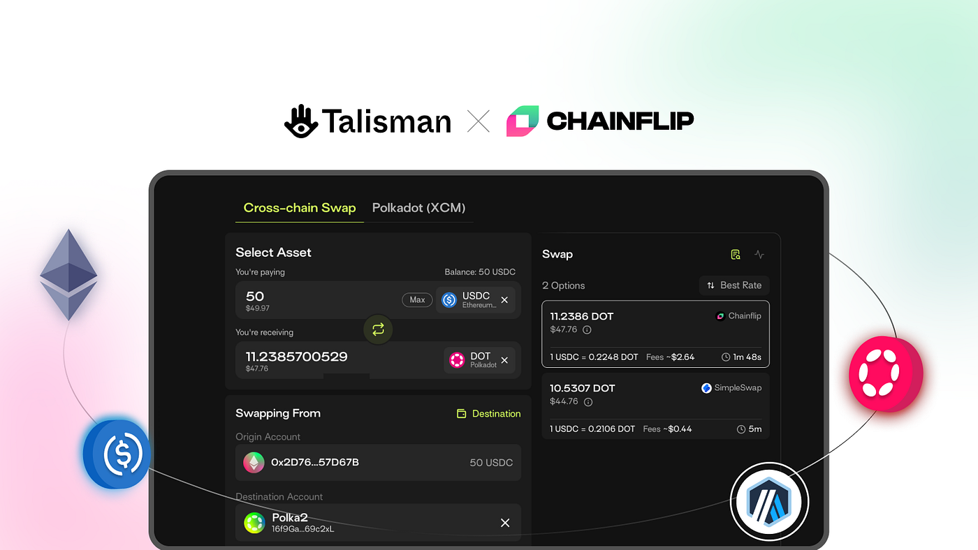 How Talisman Simplifies Cross-Chain Swaps Between Ethereum, Polkadot, and  Beyond 🔁 | by Natti | We are Talisman | Medium