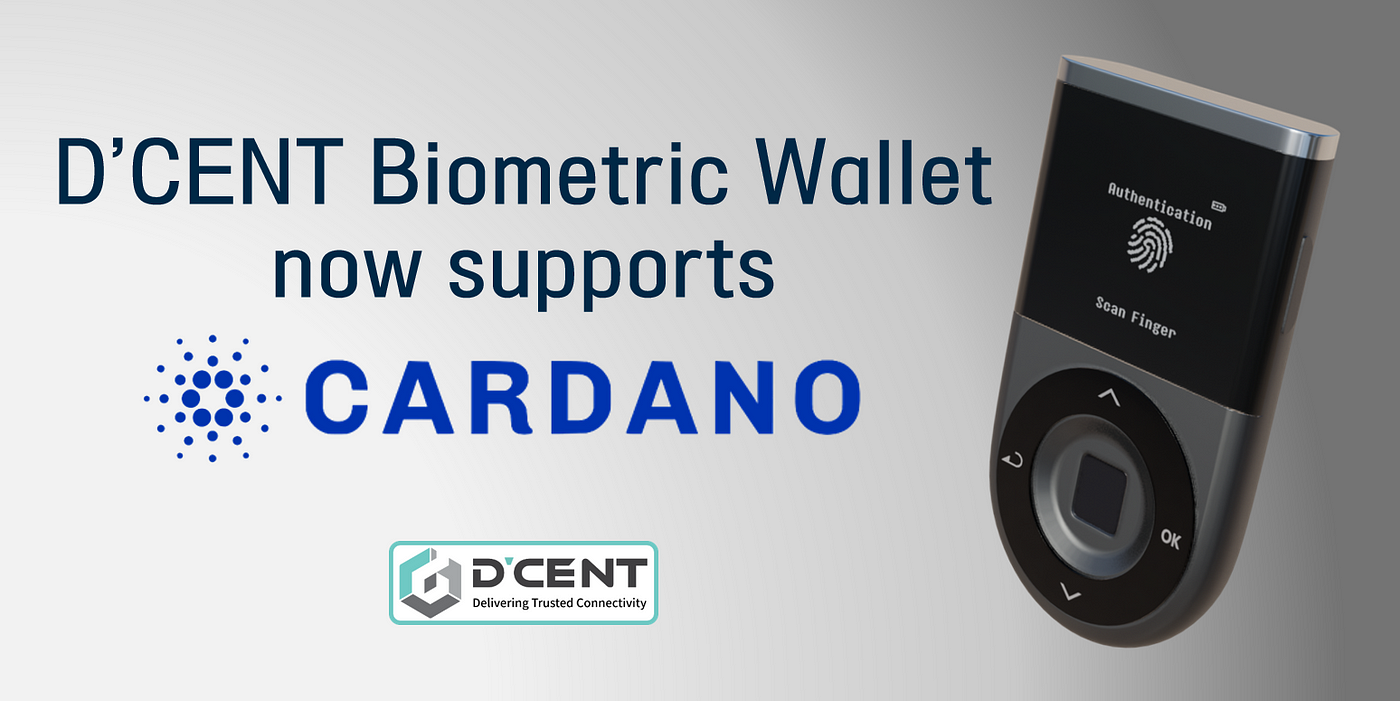 D'CENT Biometric Wallet integrates Cardano (ADA)
