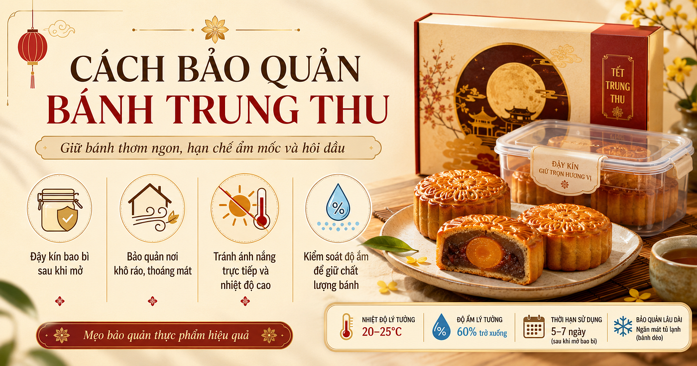 Cách bảo quản bánh trung thu không bị ẩm mốc hay hôi dầu
