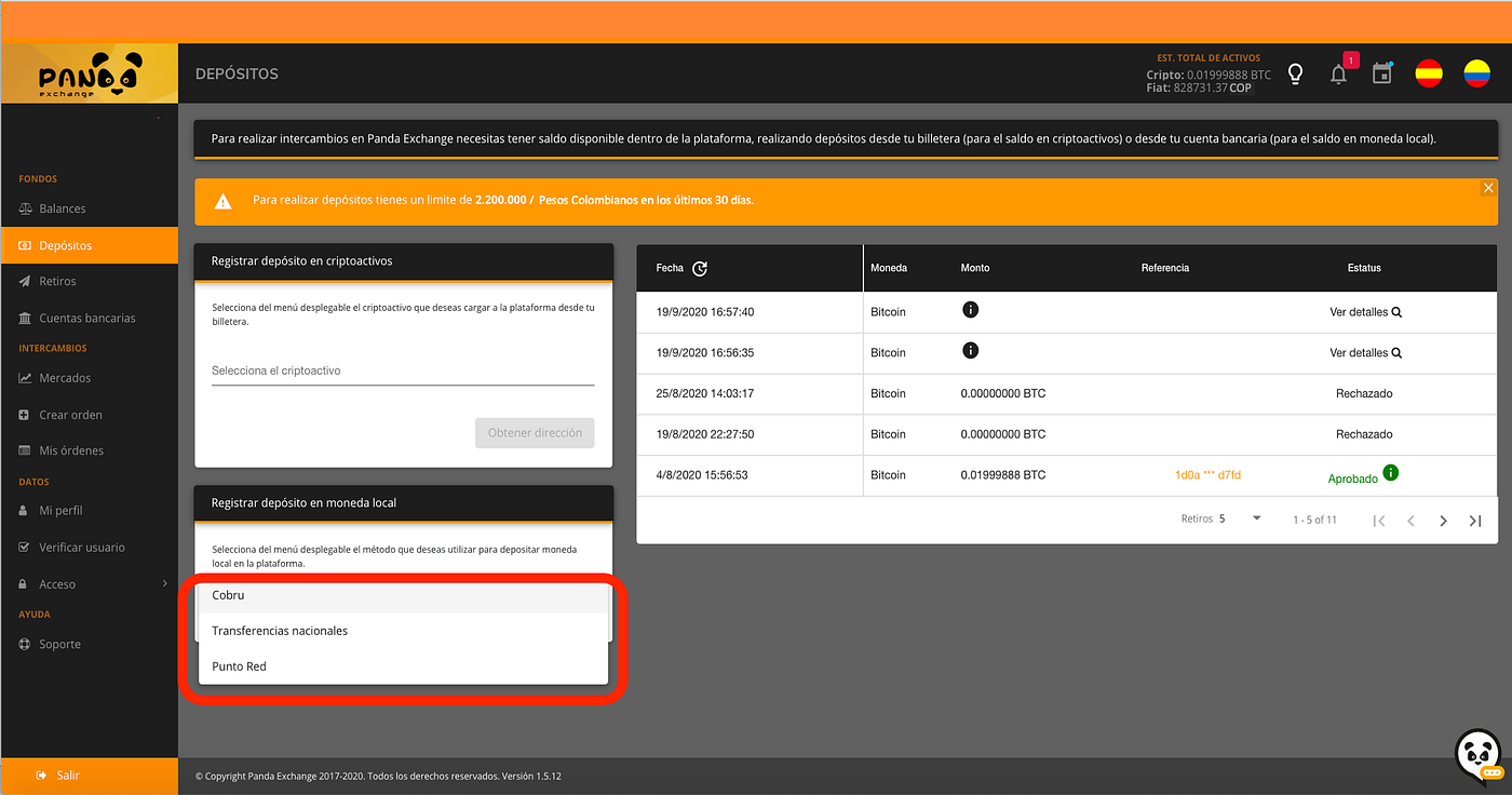 Cómo realizar intercambios entre pesos colombianos (COP) y criptomonedas en  Panda Exchange | by Anaibeth M. H. | Panda Exchange | Medium