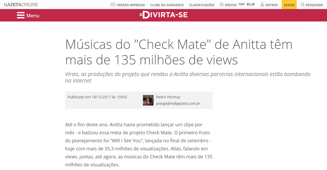 Vai Malandra - Último Single do Projeto CheckMate de Anita - Opinião
