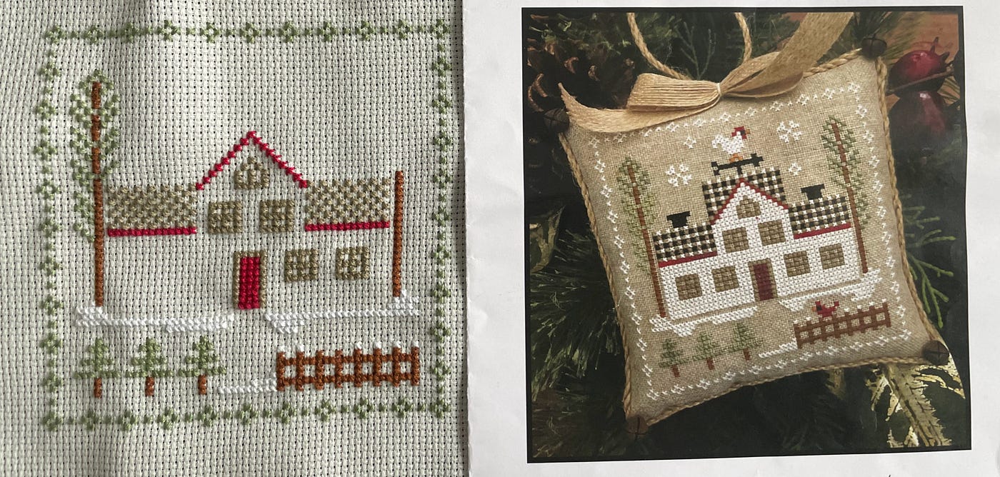 A cross stitch in progress. All photos by author