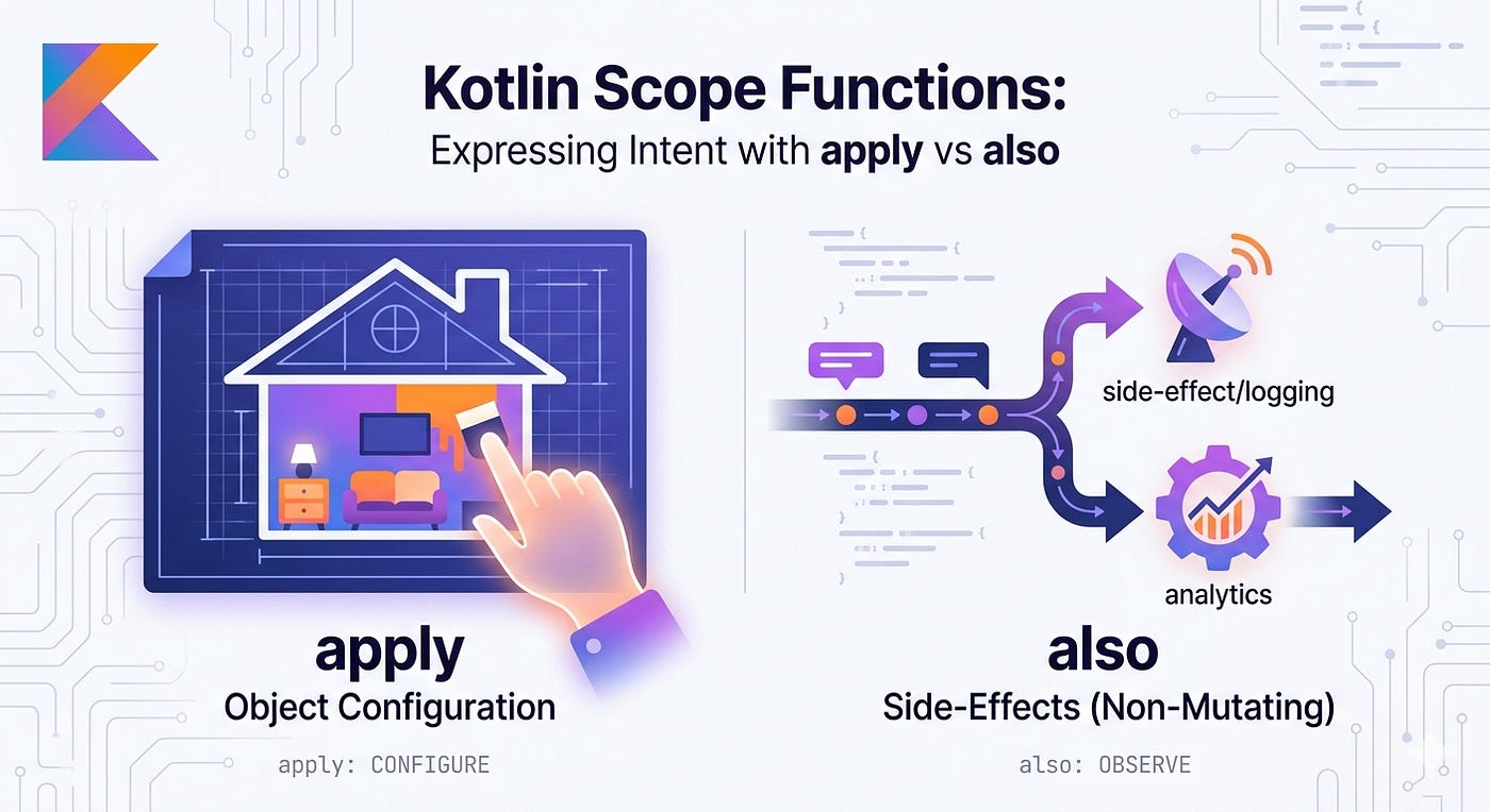 Kotlin Scope Functions: Expressing Intent with apply vs also