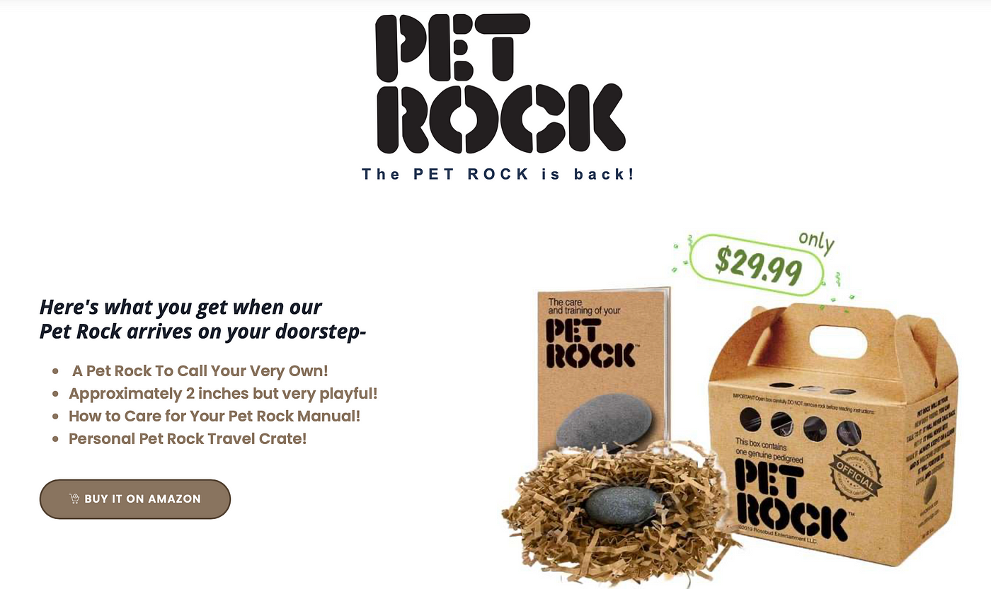 The Pet Rock is Back. From Pet Rocks to Sea Monkey Pets…, by Michael  Rhodes