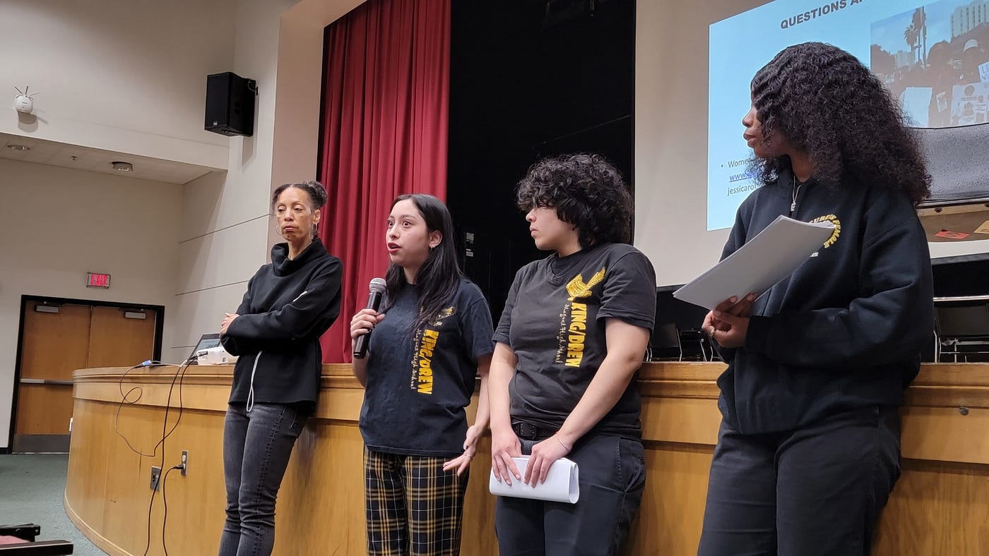 WLP students presenting to King-Drew faculty, 2024 (photo by author)