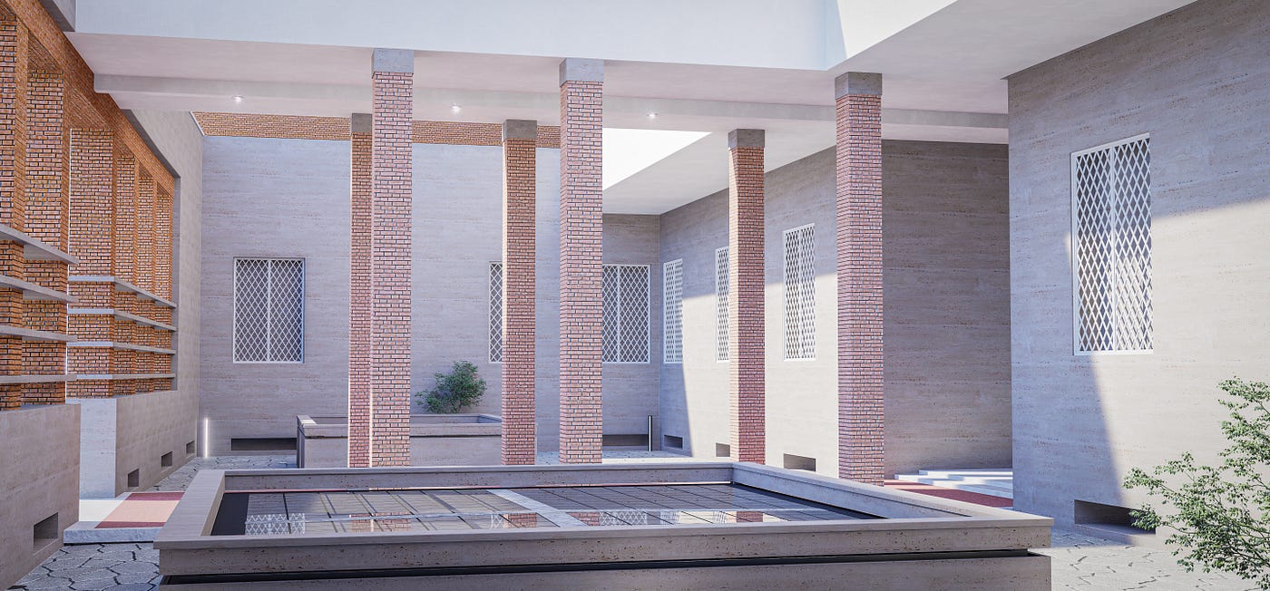 Rendering progetto ristrutturazione ingresso condominiale a Roma