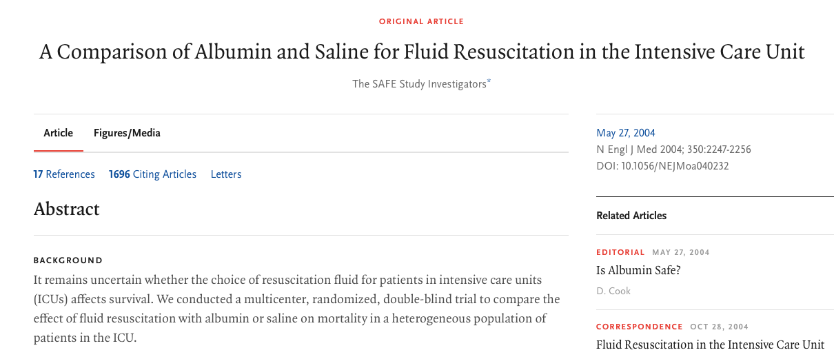 SPA (Or just Albumin in General). Prescribing albumin is just one 