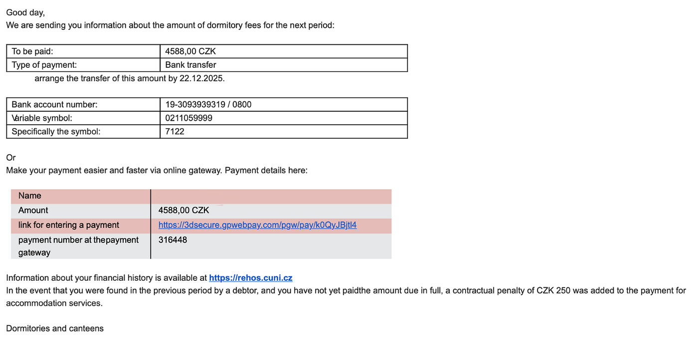 每個月會收到的繳費通知email