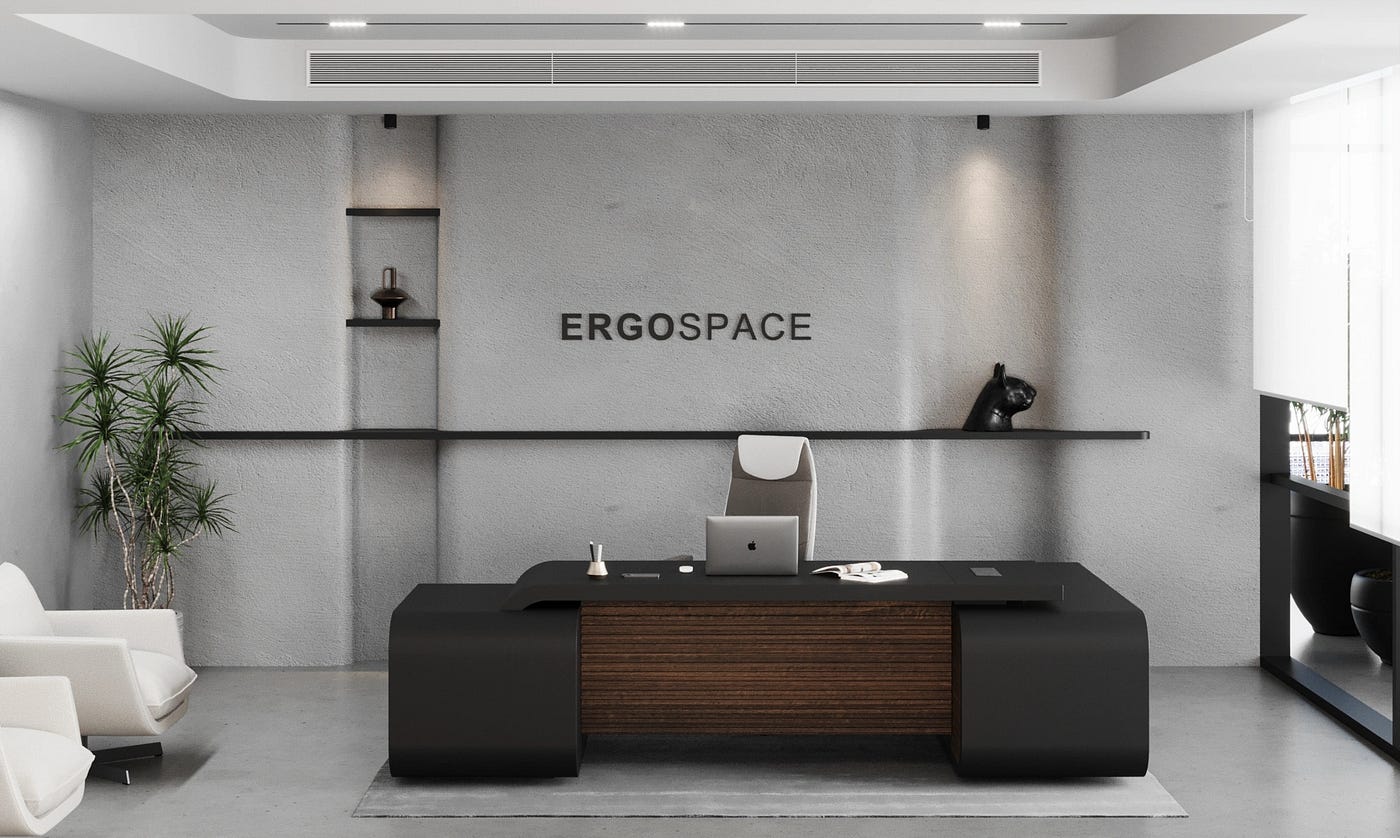 Modern L-Shaped CEO Executive Desk with Double-Sided Cabinet