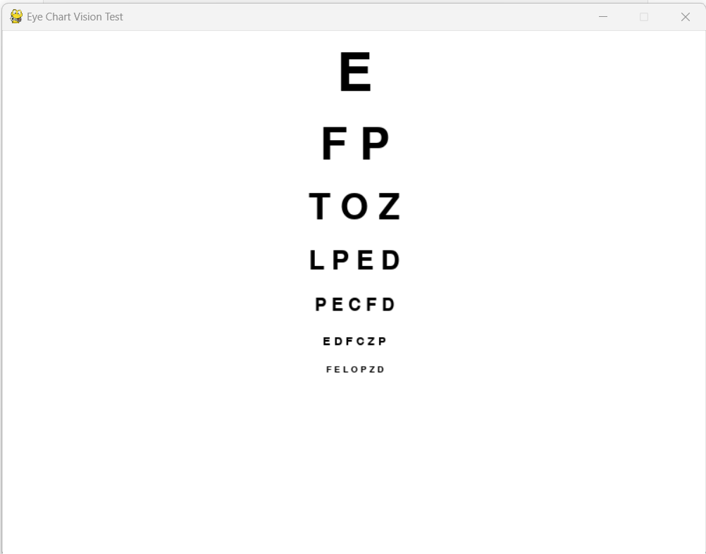 EyeChart in Pygame. Looking for a creative way to test your… | by Michael Gold | Medium eyechart-in-pygame-looking-for-a-creative-way-to-test-your-by-michael-gold-medium