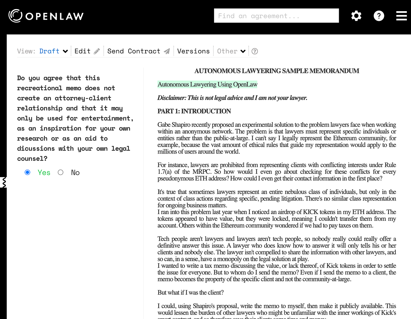 Autonomous Lawyering Using OpenLaw | by Open, ESQ | Medium