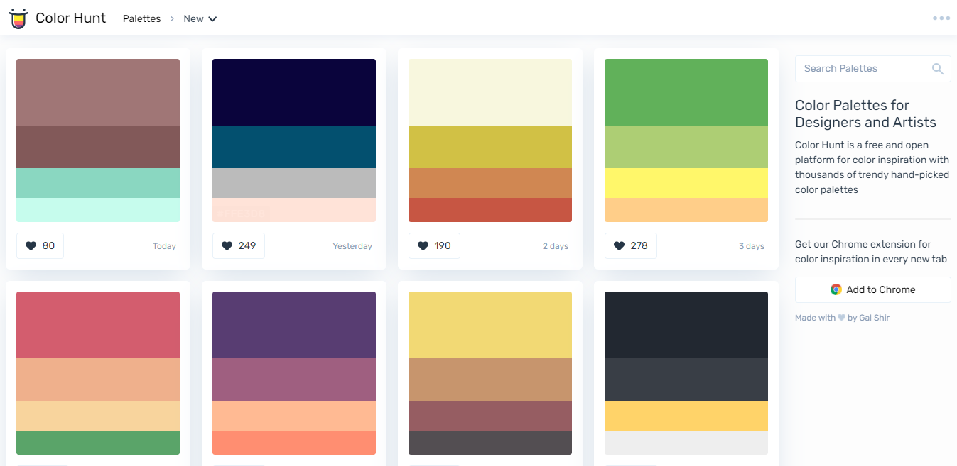 Color Palettes for Designers and Artists - Color Hunt