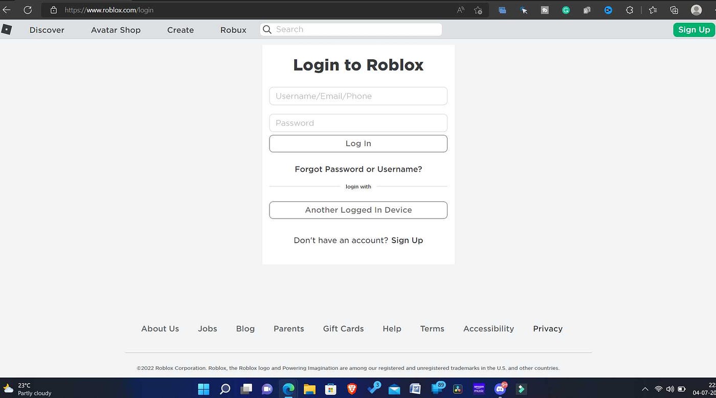 Login - Roblox