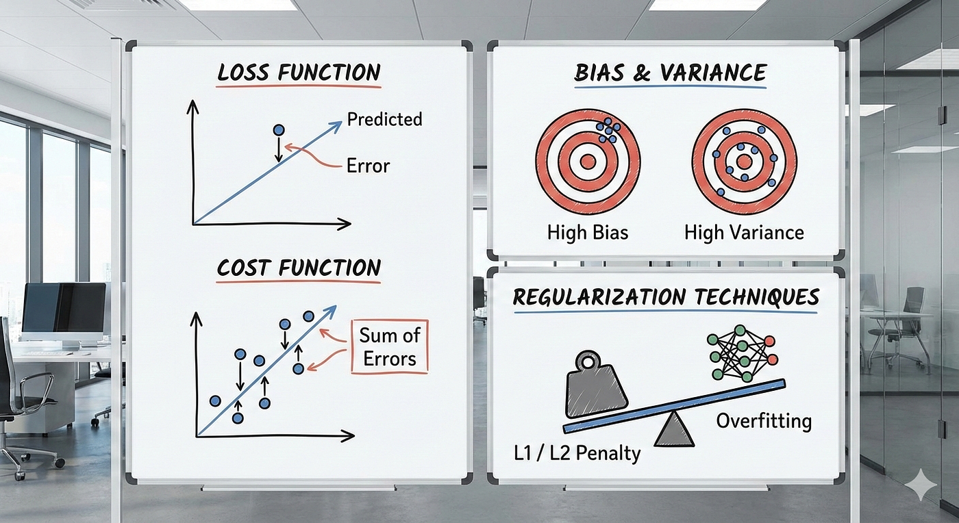 Loss, Cost, Bias, Variance & Regularization