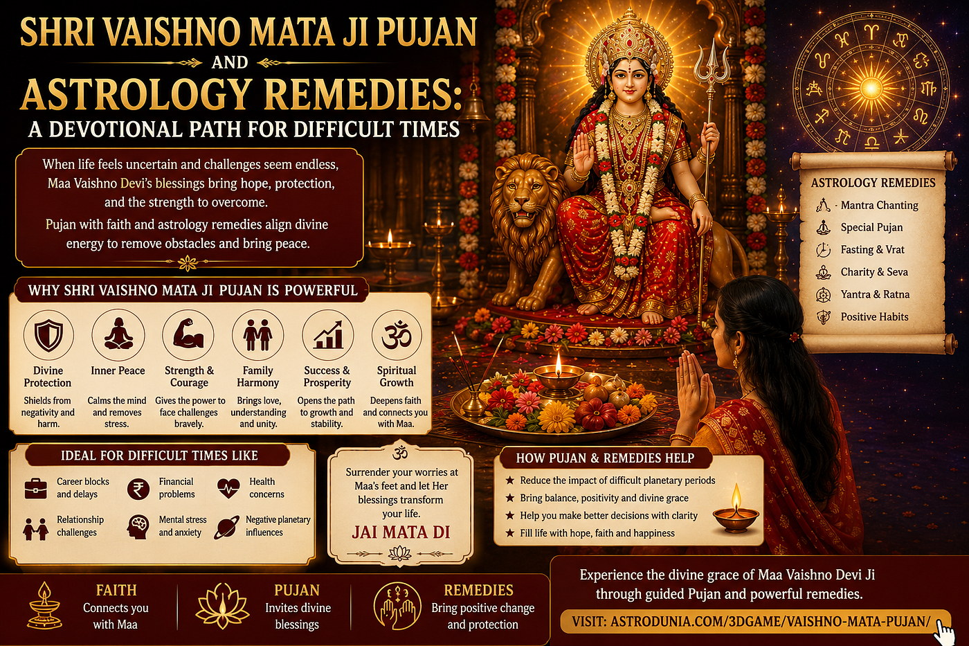 Shri Vaishno Mata Ji Pujan and Astrology Remedies: A Devotional Path for Difficult Times