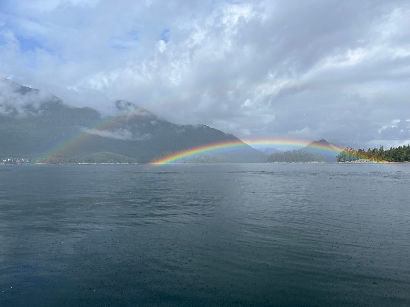 A partially completed double rainbow near Desolation Sound, BC. All photos by the author.