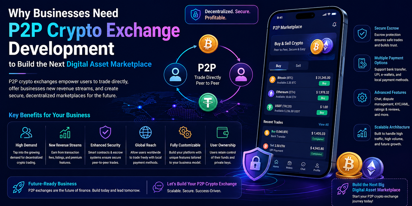 Why Businesses Need P2P Crypto Exchange Development to Build the Next Digital Asset Marketplace