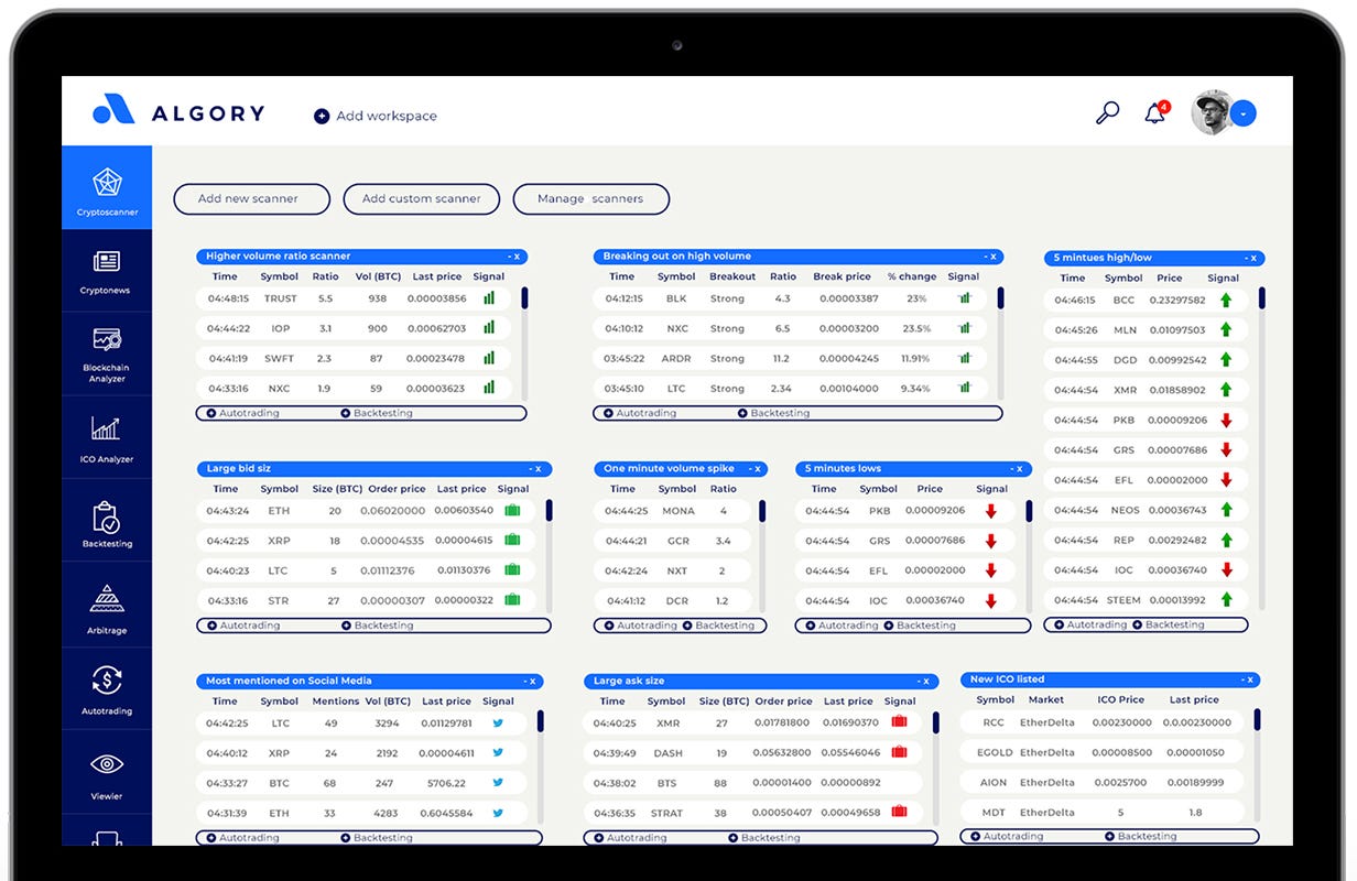 Algory Project functions: The first and most powerful cryptocurrency  scanner | by Tomasz Przybycien | algory_project | Medium