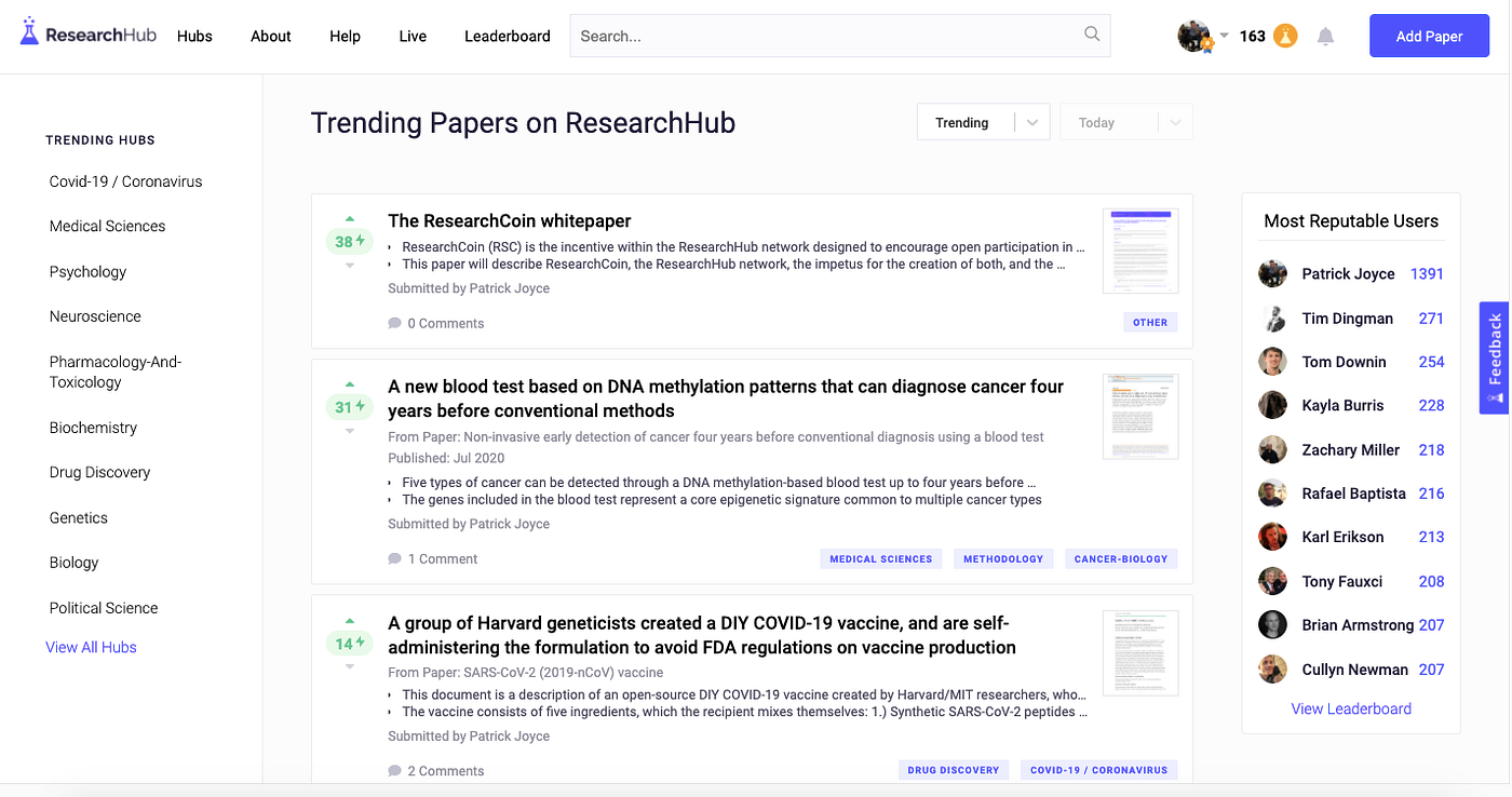 Announcing ResearchCoin — a crypto token to help accelerate the pace of  scientific research | by Patrick Joyce | ResearchHub | Medium