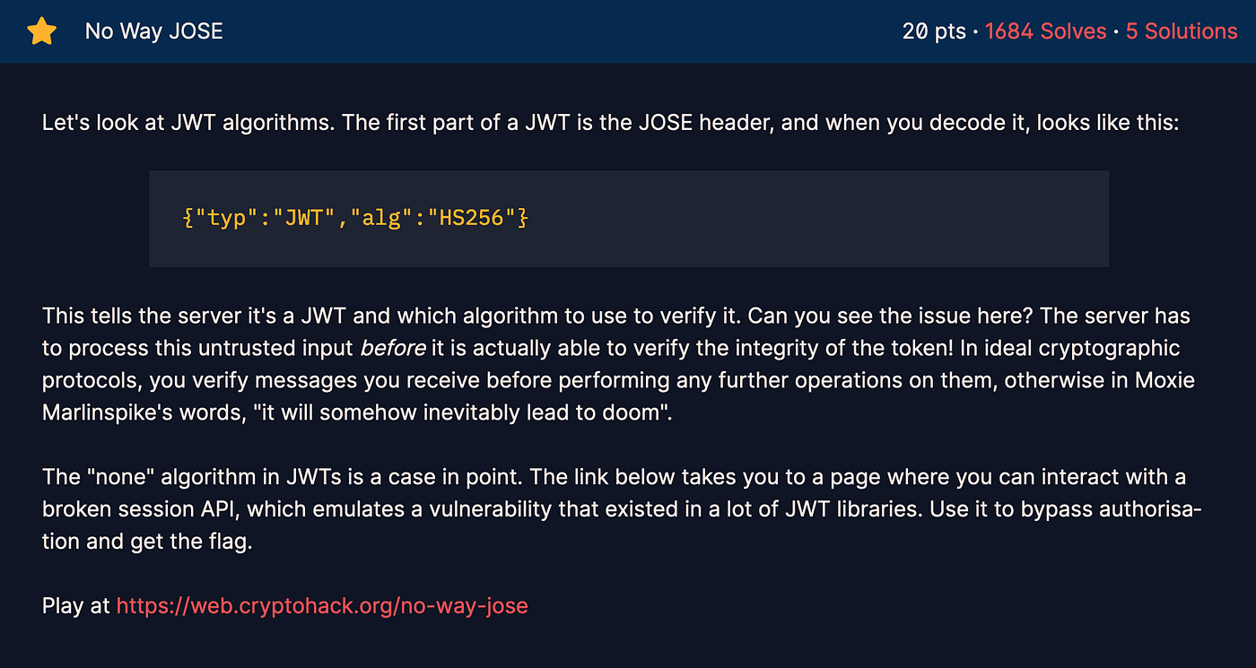 CryptoHack Writeup Series Part 8— Crypto On The Web Challenges | by 05-10  Archivist | System Weakness