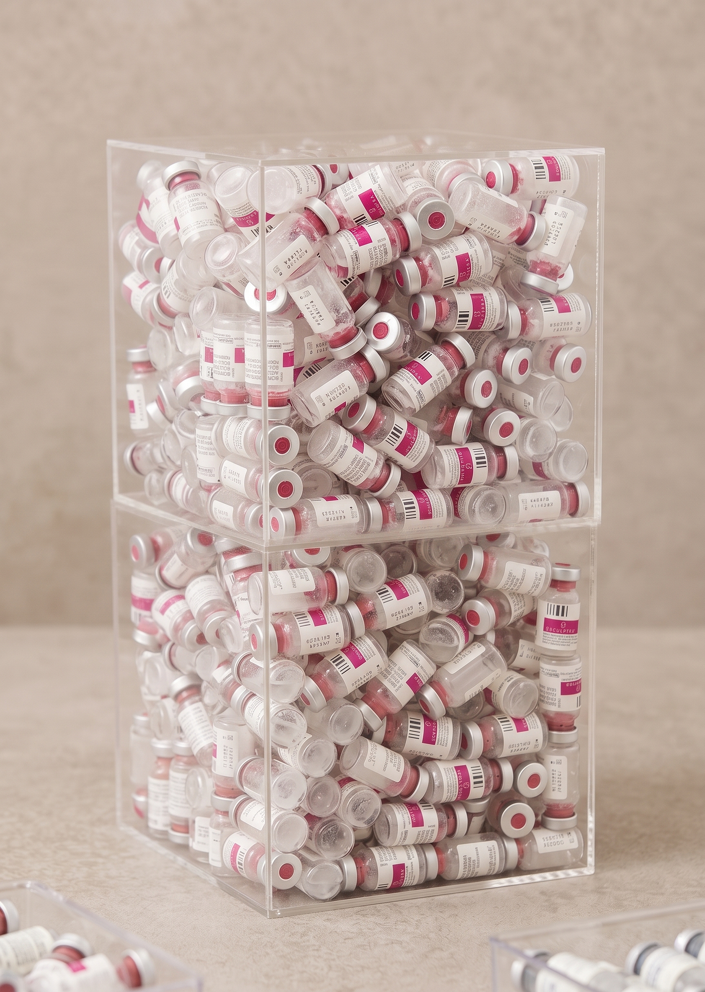 Sculptra is a PLLA-based (Poly-L-Lactic Acid) collagen stimulator.