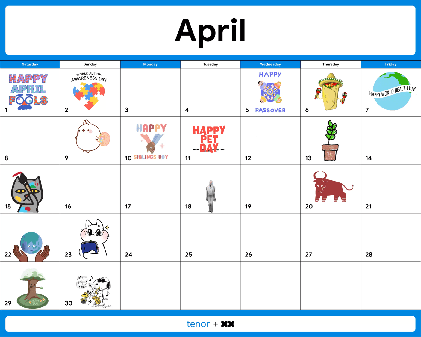 The GIF Calendar: April 2023. April's the time for warmer weather… | by  Tenor | Medium