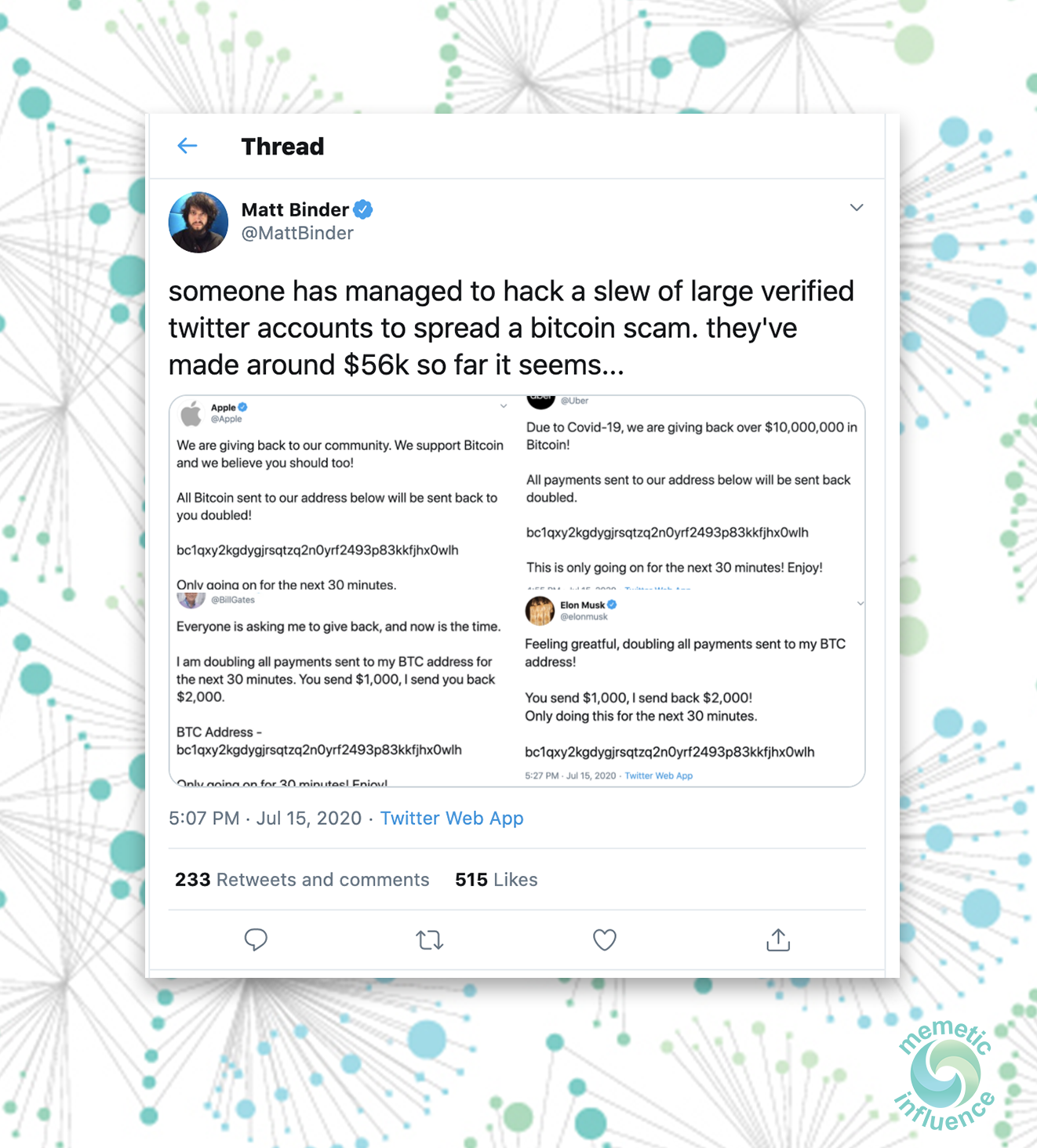 Scam Screenshots: The Twitter Bitcoin Scandal | by memetic influence |  memetic influence | Medium
