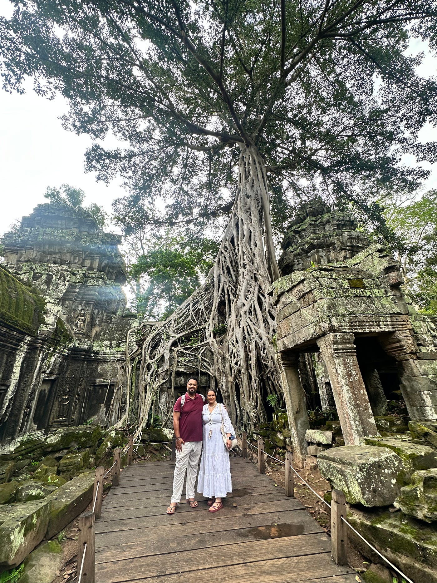 At the famous ‘Tomb Raider’ tree inside Ta Prohm