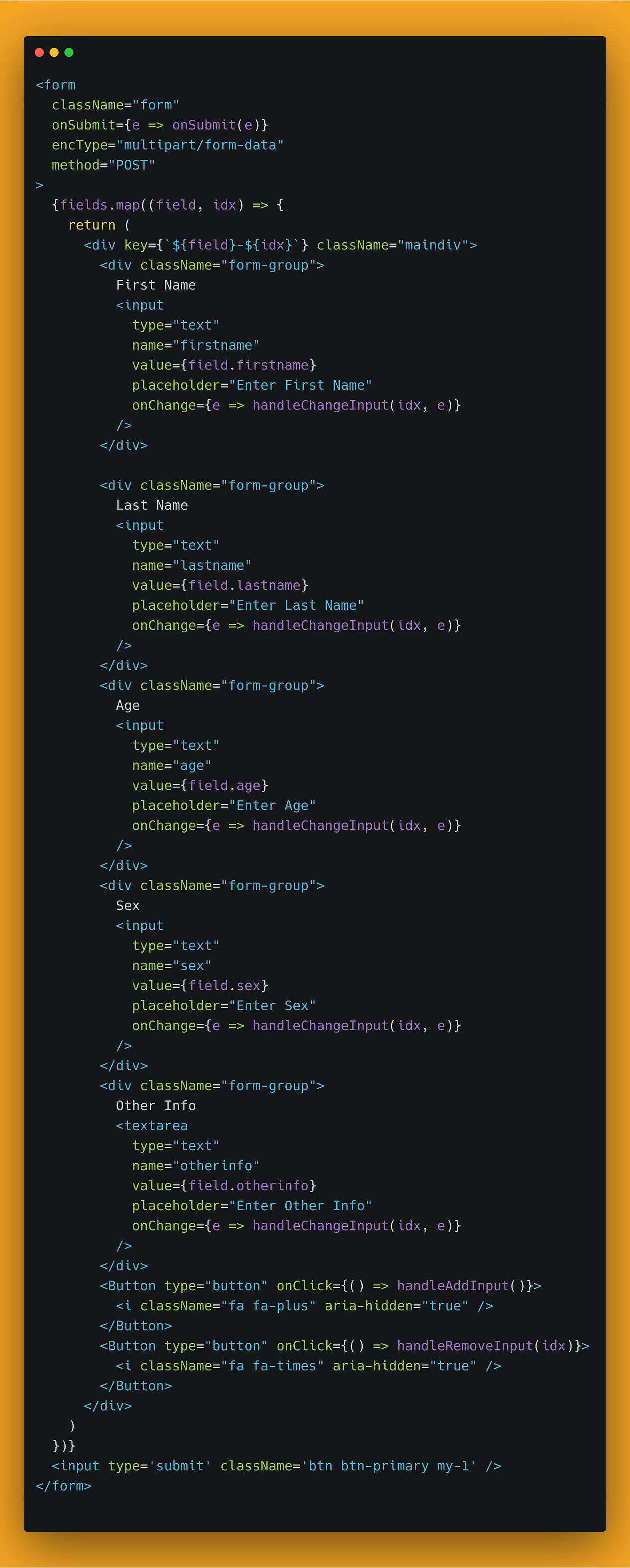 Dynamic form fields using React with hooks | by Dharam Dhurandhar | Medium