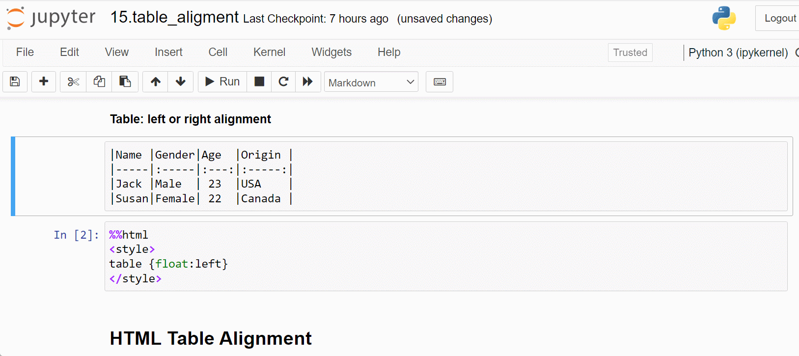 How to Easily Generate a Table and Align it in Jupyter Notebook | by Dr.  Shouke Wei | Medium