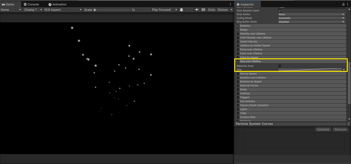 2. Unity Particle System: Evolving Particles with Size & Color Over Lifetime