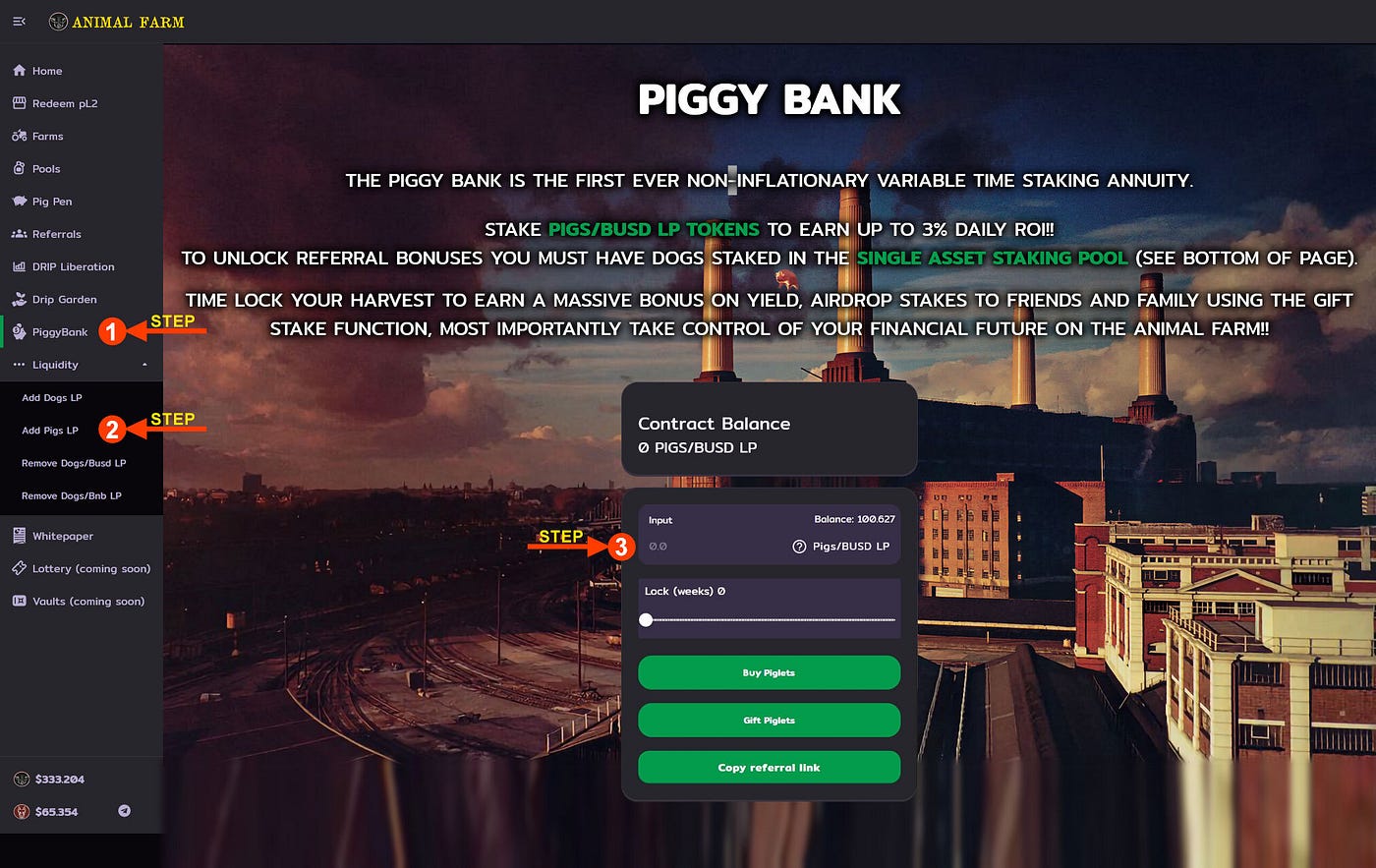 The Animal Farms PiggyBank: My Strategy to Earn 90% a Month in Crypto  Passive Income | by SriinCrypto | Medium