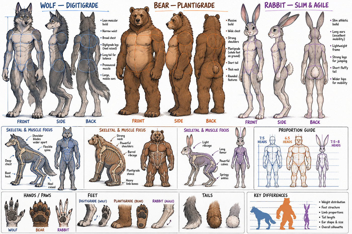 Body proportions are just as important as facial features.