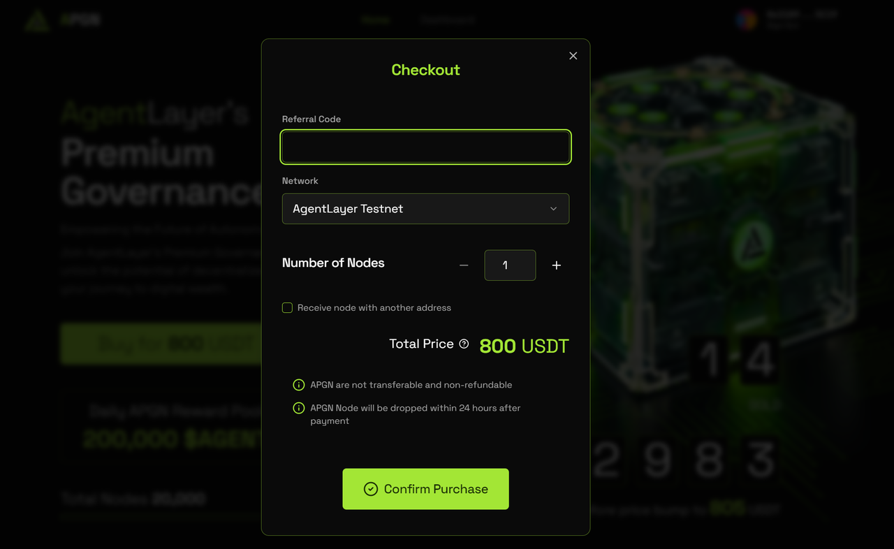 Guide to Purchasing AgentLayer Premium Governance Node (APGN) | by  AgentLayer | Medium