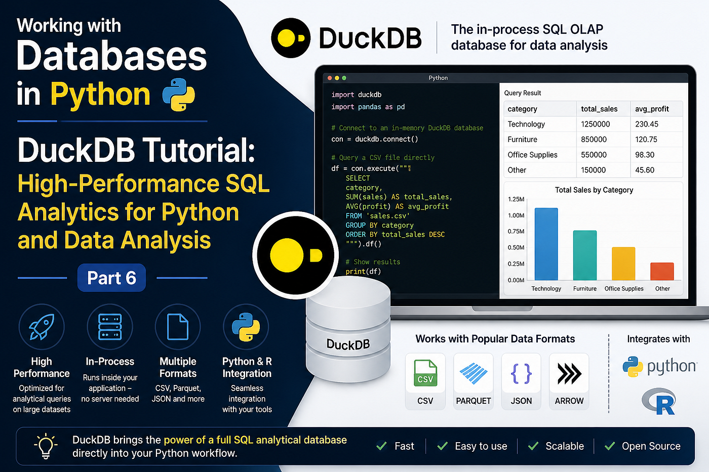 Working with Databases in Python : DuckDB Tutorial: High-Performance SQL Analytics for Python and…