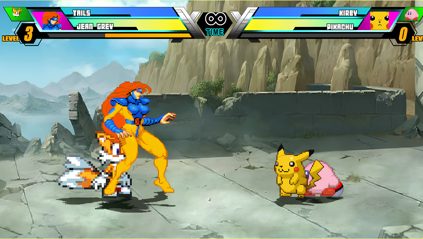 Jean Grey & Tails vs Kirby & Pikachu: Super insane fight❗🔥