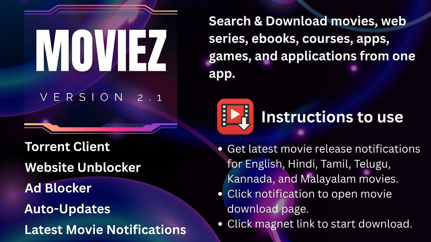 Moviez App v2.1 — Watch & Download movies from Movierulz, 1TamilMV, and iBomma